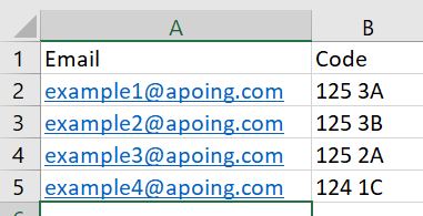 Excel template for bulk user import